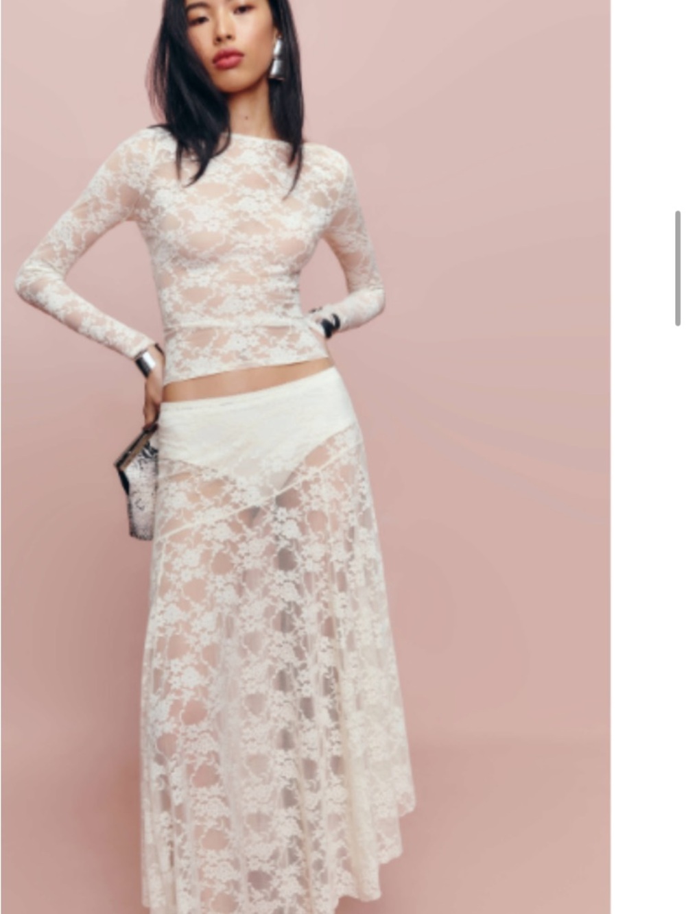 Reformation White Lace Maxi Skirt